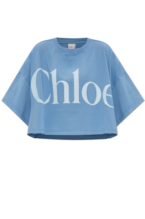 Tシャツ・カットソー Chloe FW24 T-SHIRT WITH LOGO (24WJH03184 3B2) Chloé T-shirt with velvet logo finish | Women's Clothing
